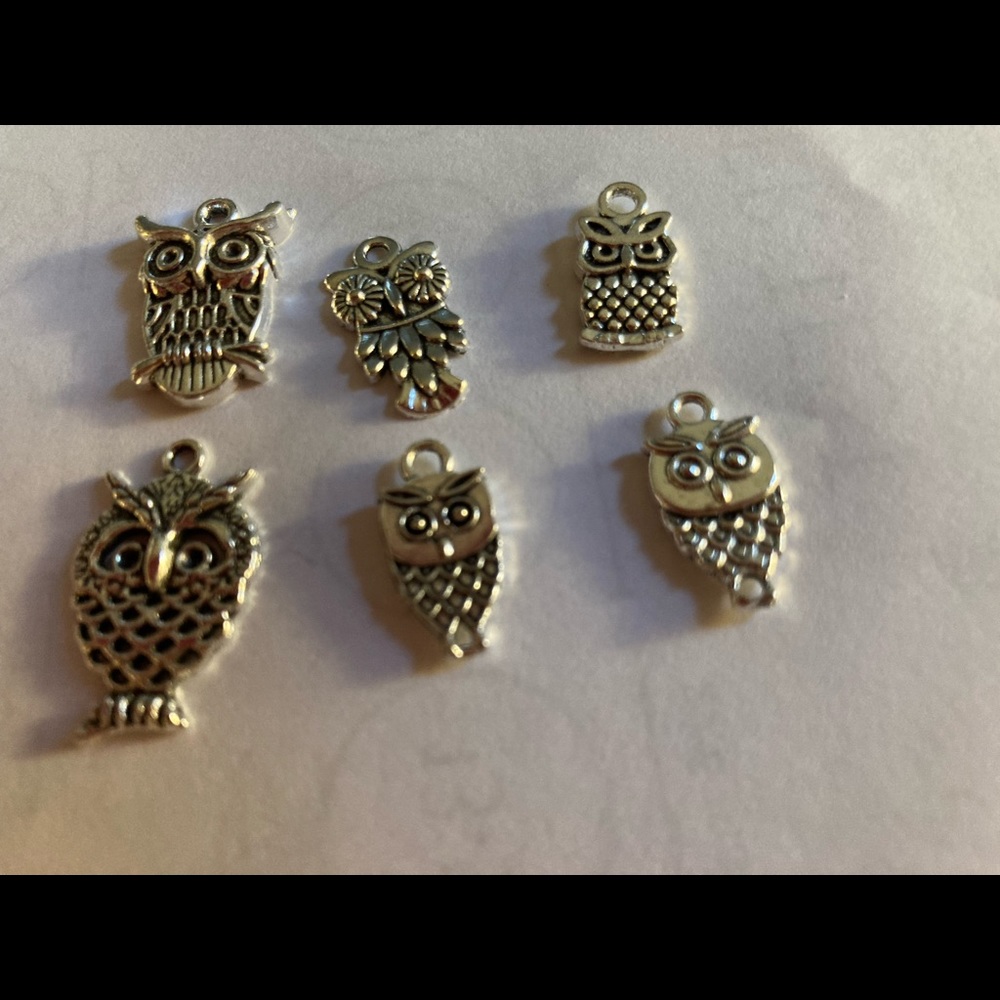 Lot of 6 charms/pendants Owl theme for jewelry
